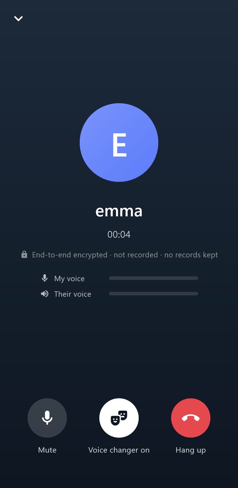 An encrypted voice call